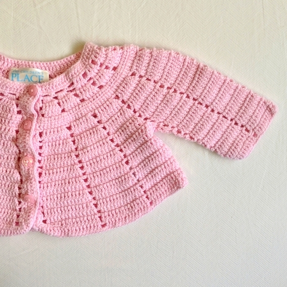 children's place crochet open knit cotton cardigan sweater 0-3 months baby girl - Picture 2 of 6